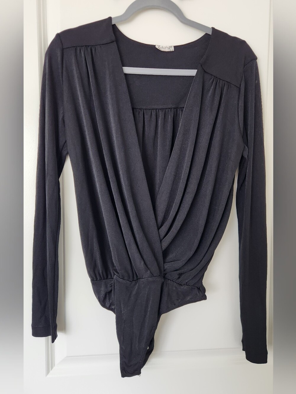 Free People Draped Surplice Long-Sleeve Bodysuit